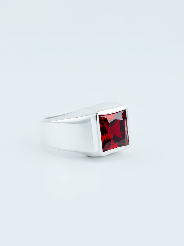 Alternative view of Nhẫn Nam Mẫu 001 - Garnet Vuông
